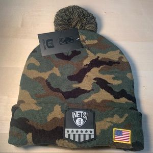 NBA Brooklyn Nets Camo Camouflage Beanie Knit Stocking Hat Military Service Cap